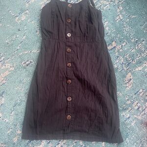 Elegant Black Cotton Button-Down Dress
